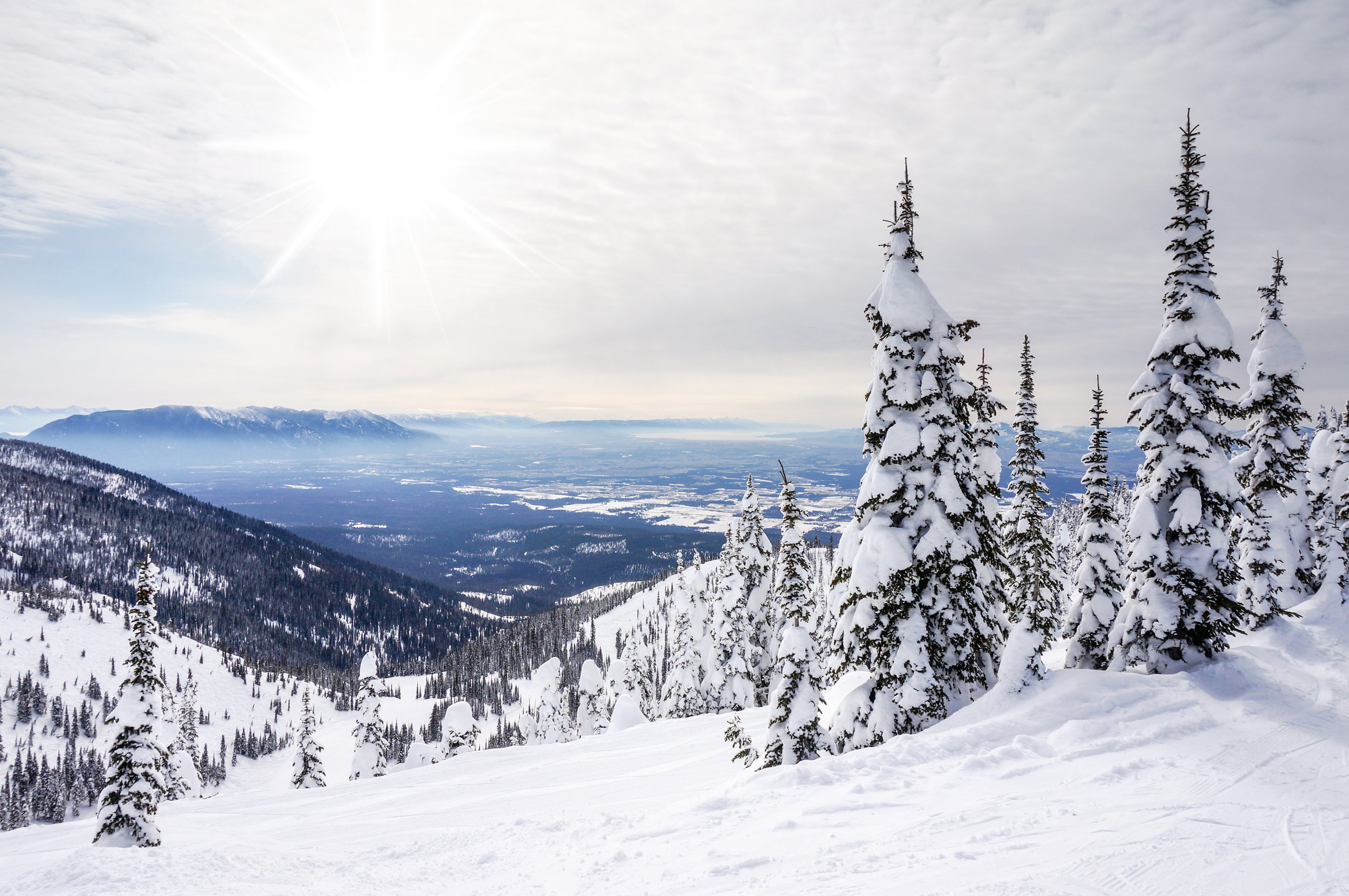 View from the top of Big Mountain at Whitefish Mountain Ski Resort