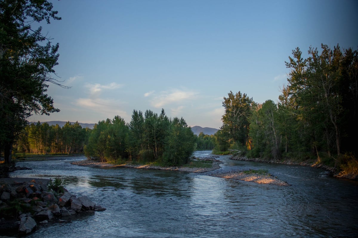 A view from Axtell Bridge in Bozeman, Montana on the Gallatin River