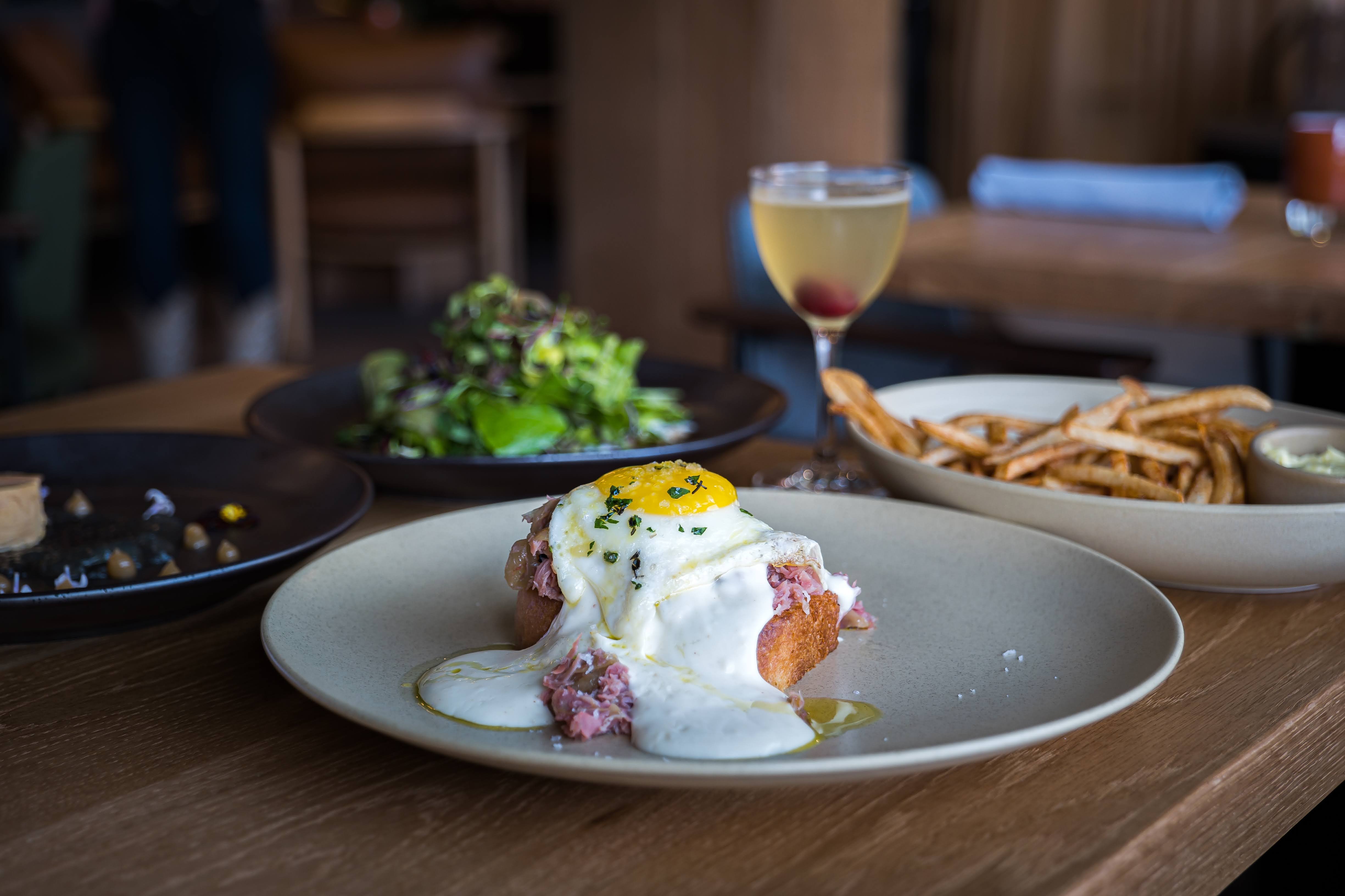 Food on a table at Brigade, a restaurant in Bozeman