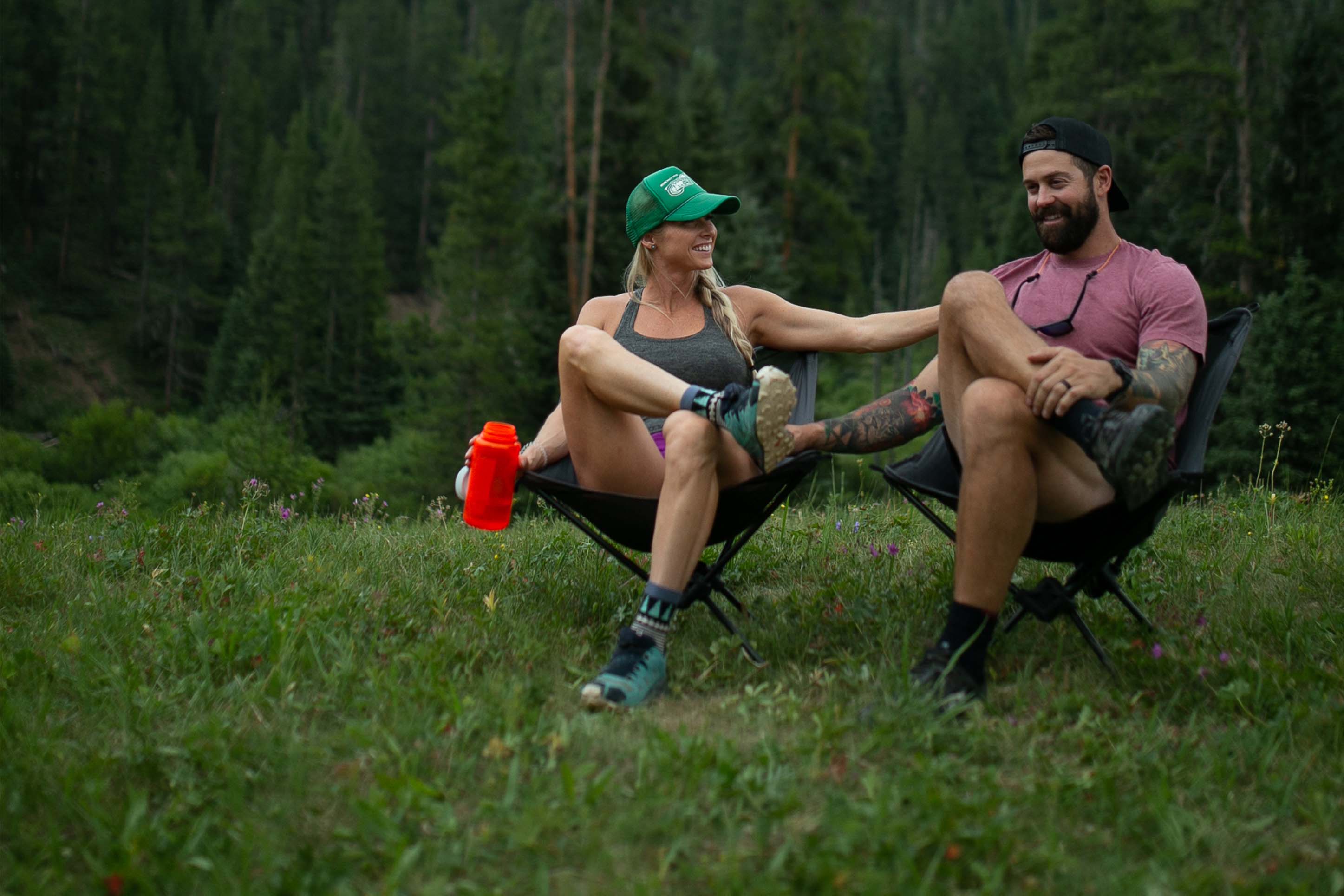 A couple camping together in Bozeman
