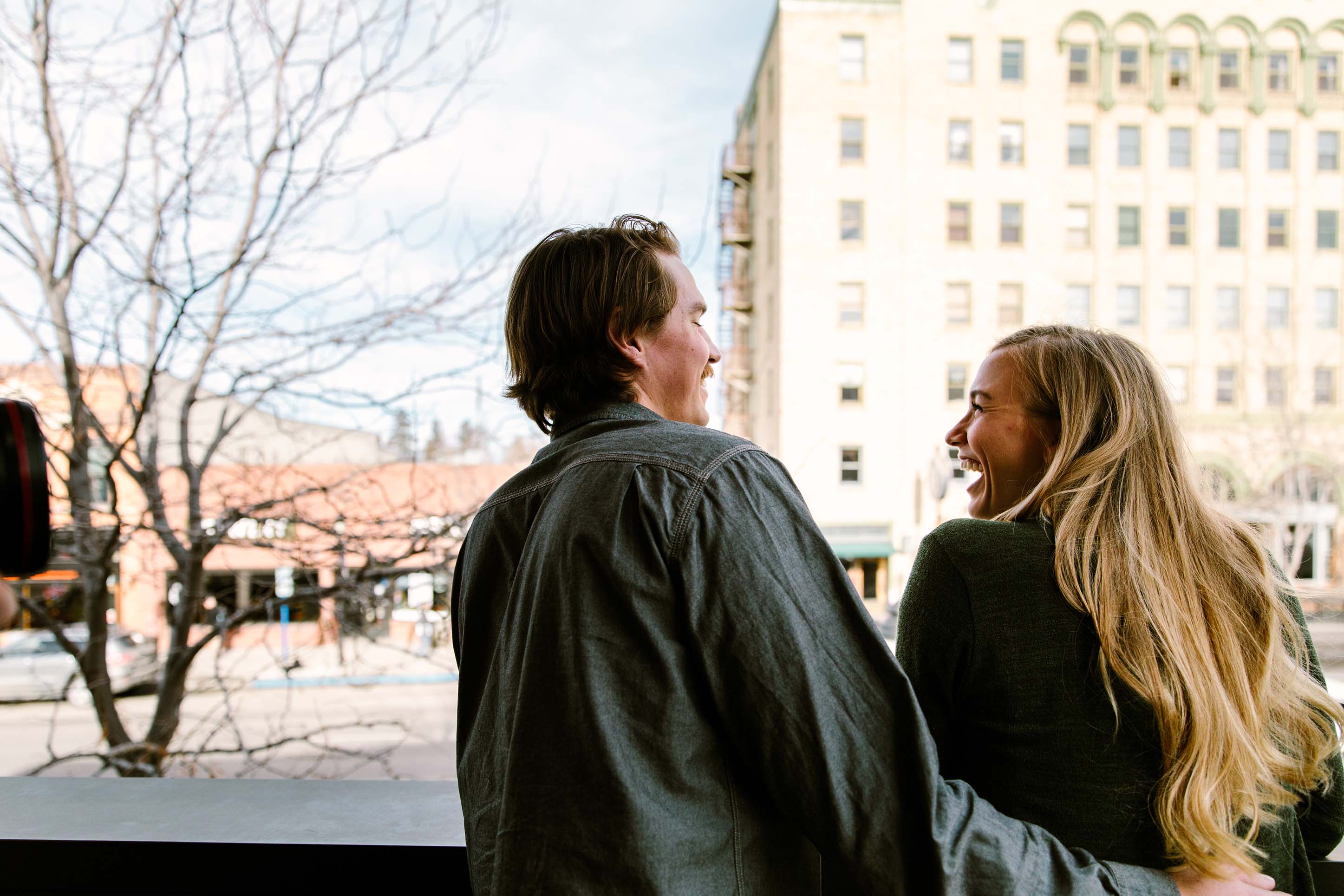 A couple hanging out together in downtown Bozeman