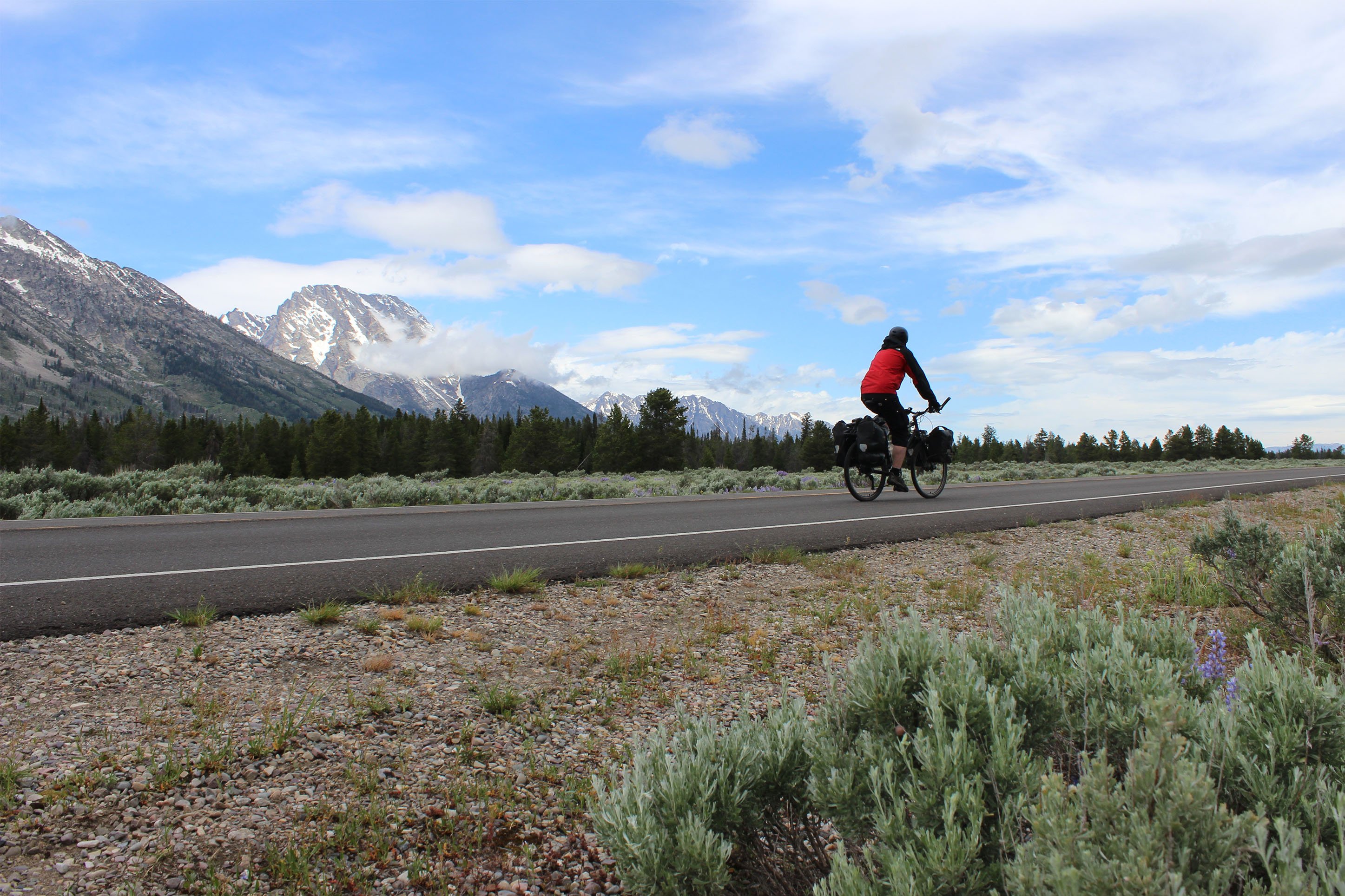 Biking through Yellowstone National Park