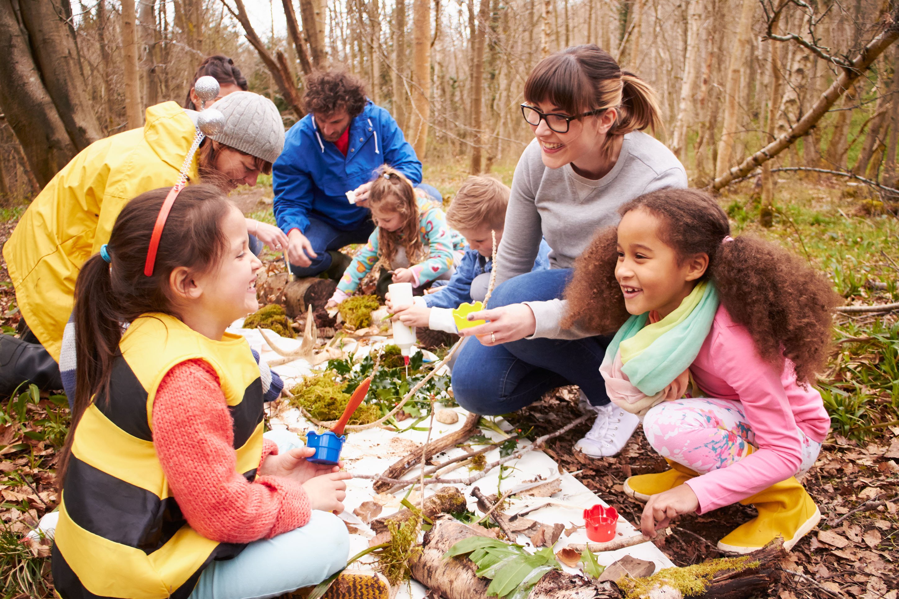 Kids and parents celebrating Earth Day