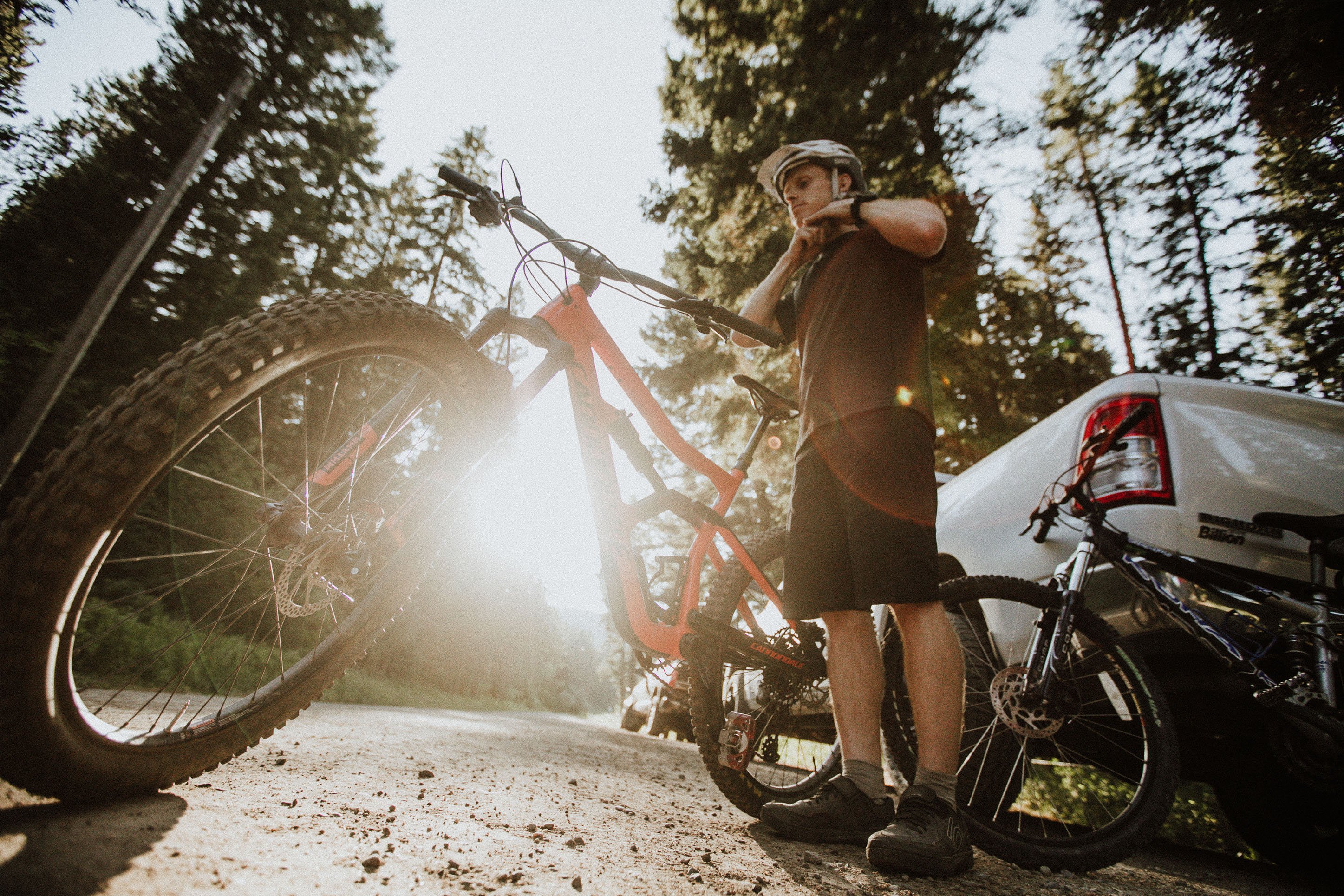 mountain biker preparing to go for a ride