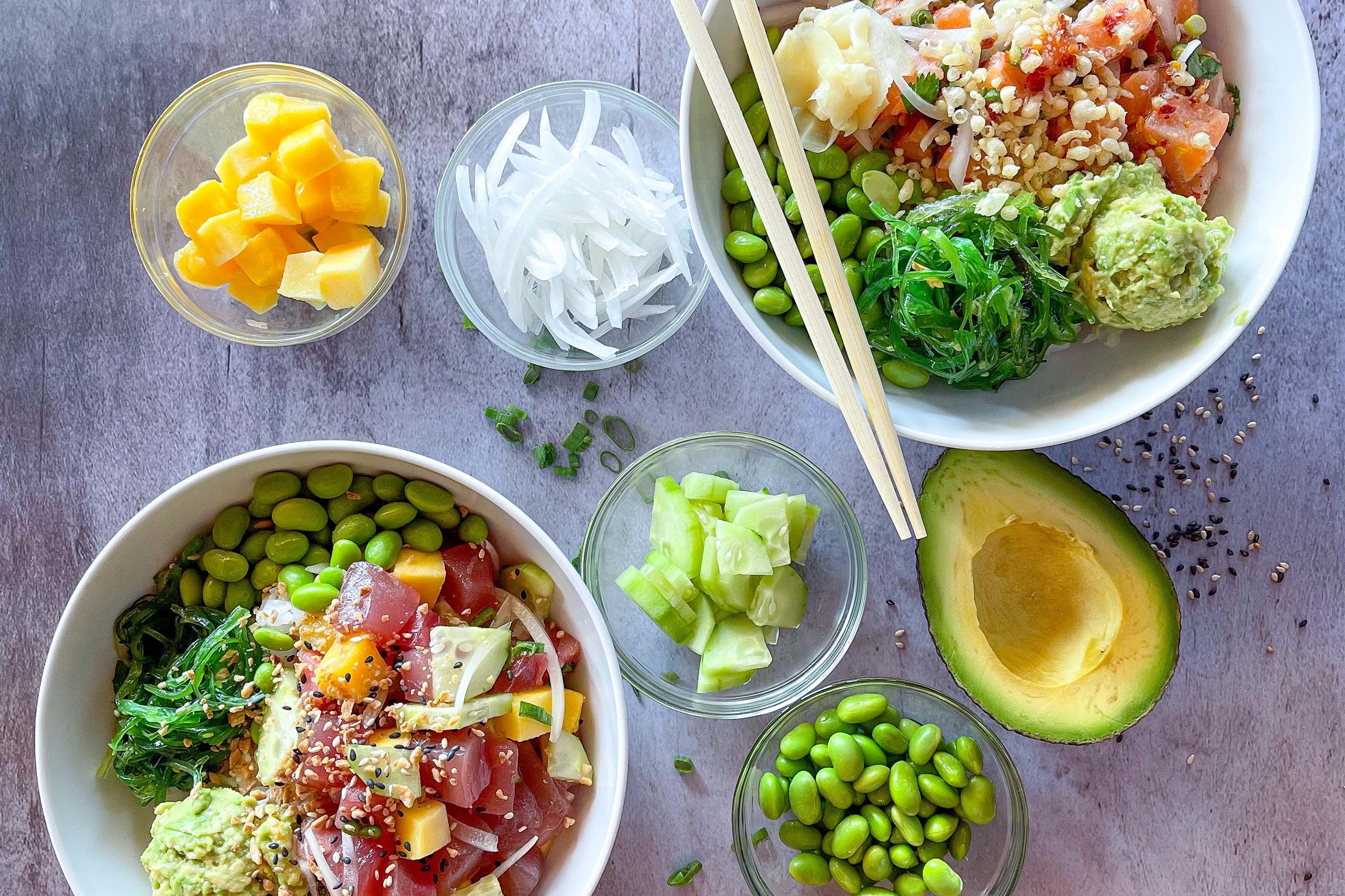 fresh poke bowls from Yo Poke in Bozeman, Montana