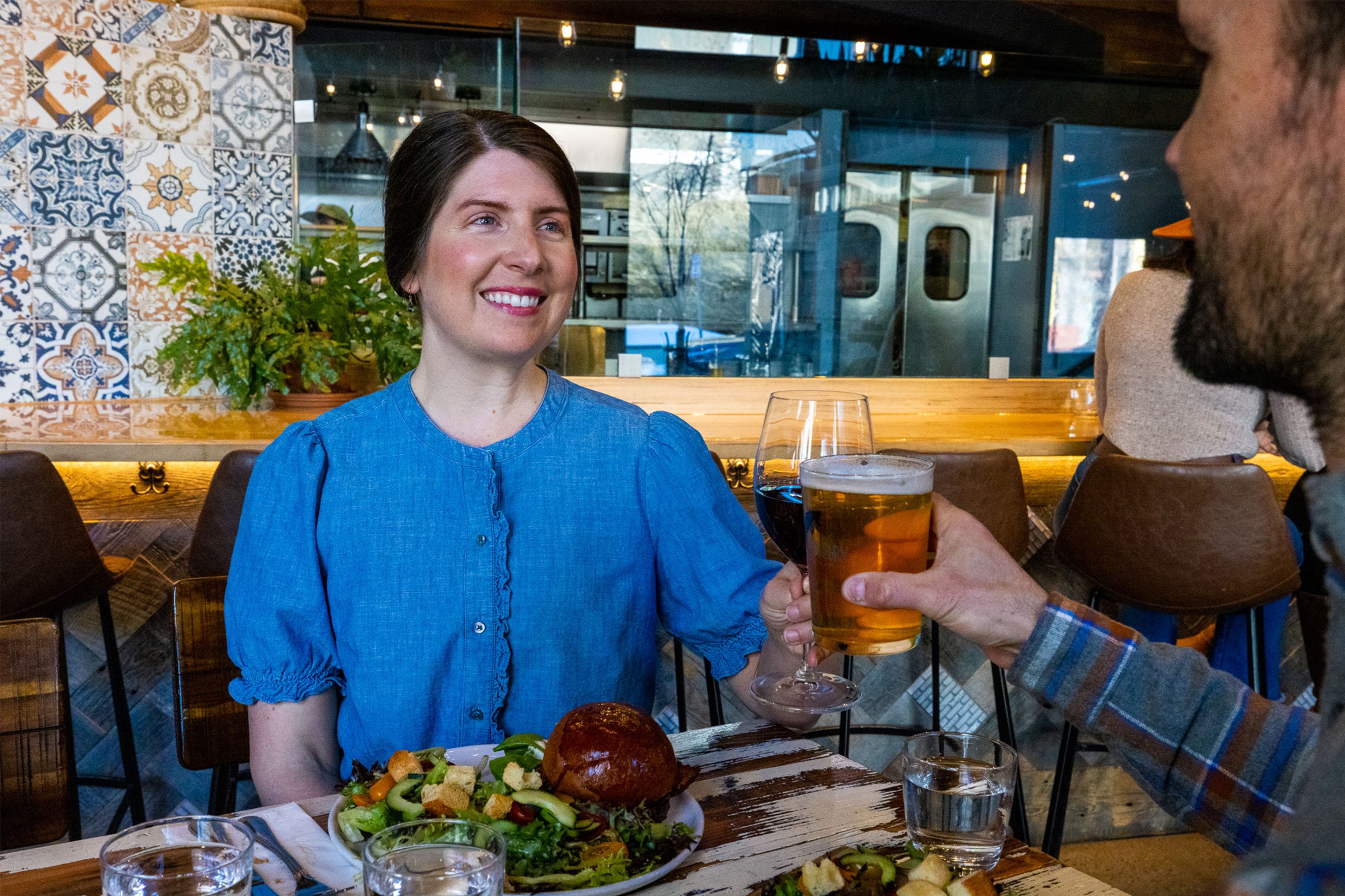 A couple dining in downtown Bozeman