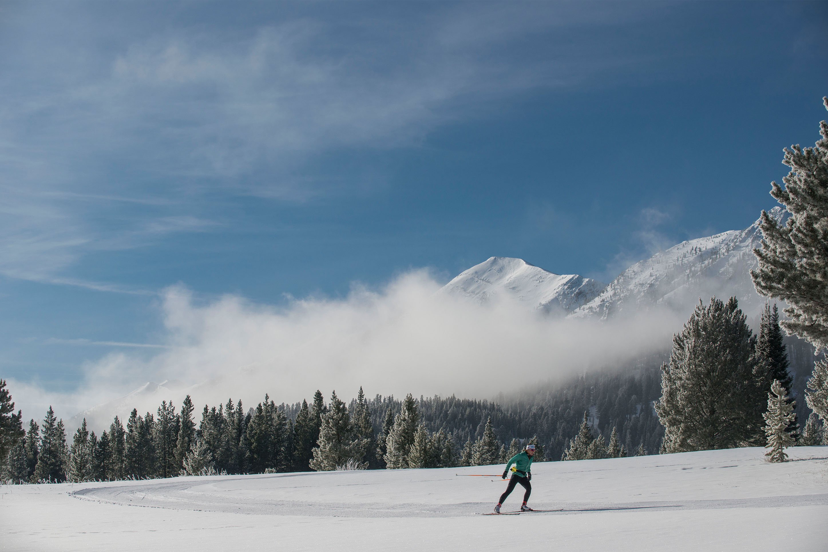 Nordic skier at ski area