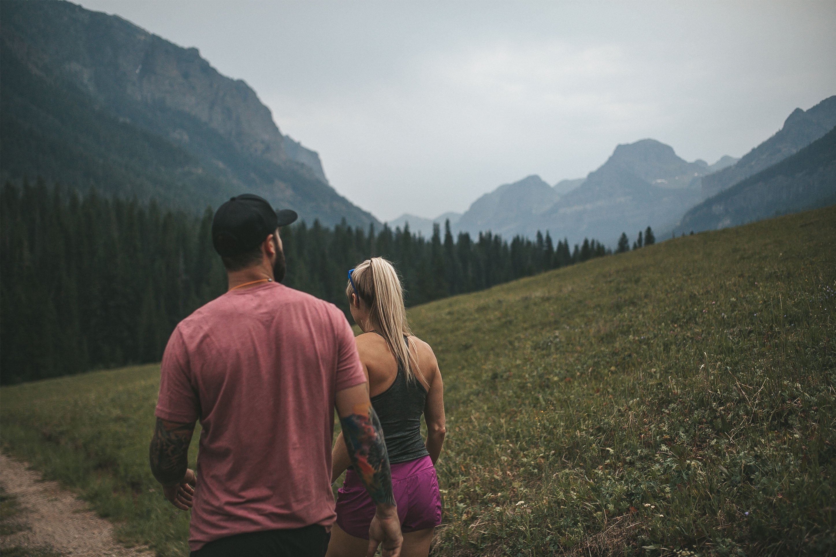 Couple on a hike in the mountains