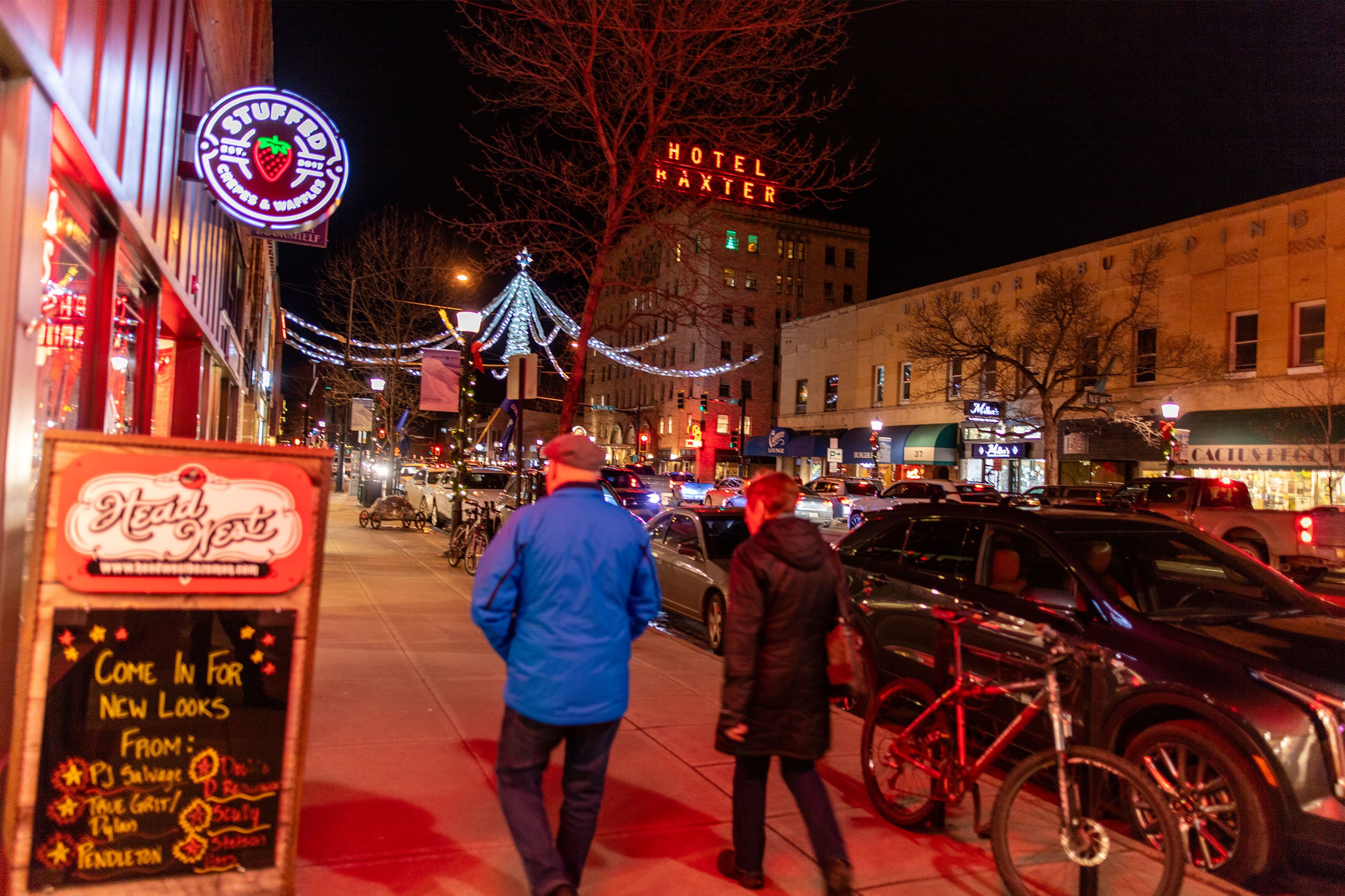 Winter evening in downtown Bozeman, Montana