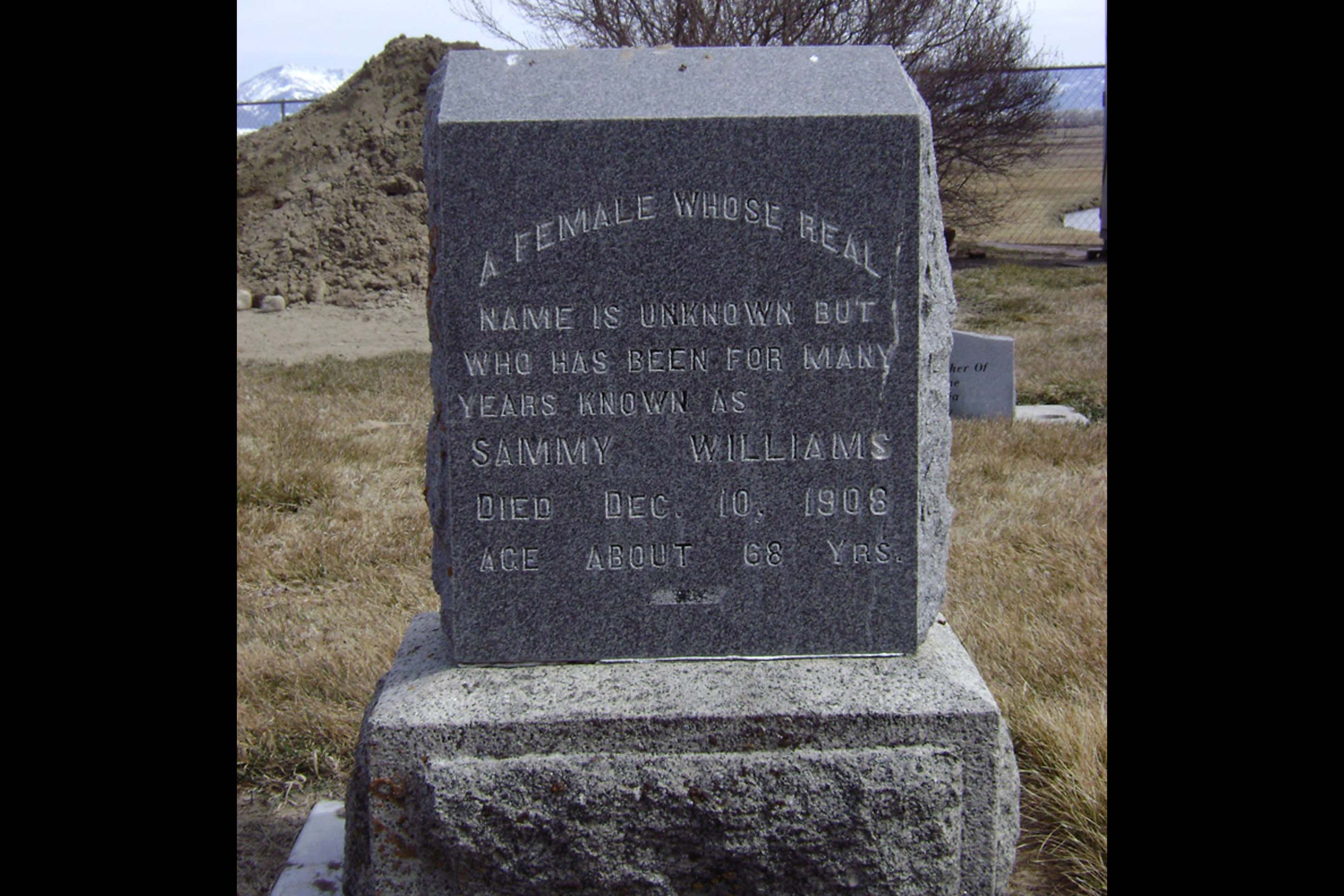 Sammy Williams' gravestone: Meadowview Cemetery, Manhattan, MT. Photograph by Rachel Phillips.