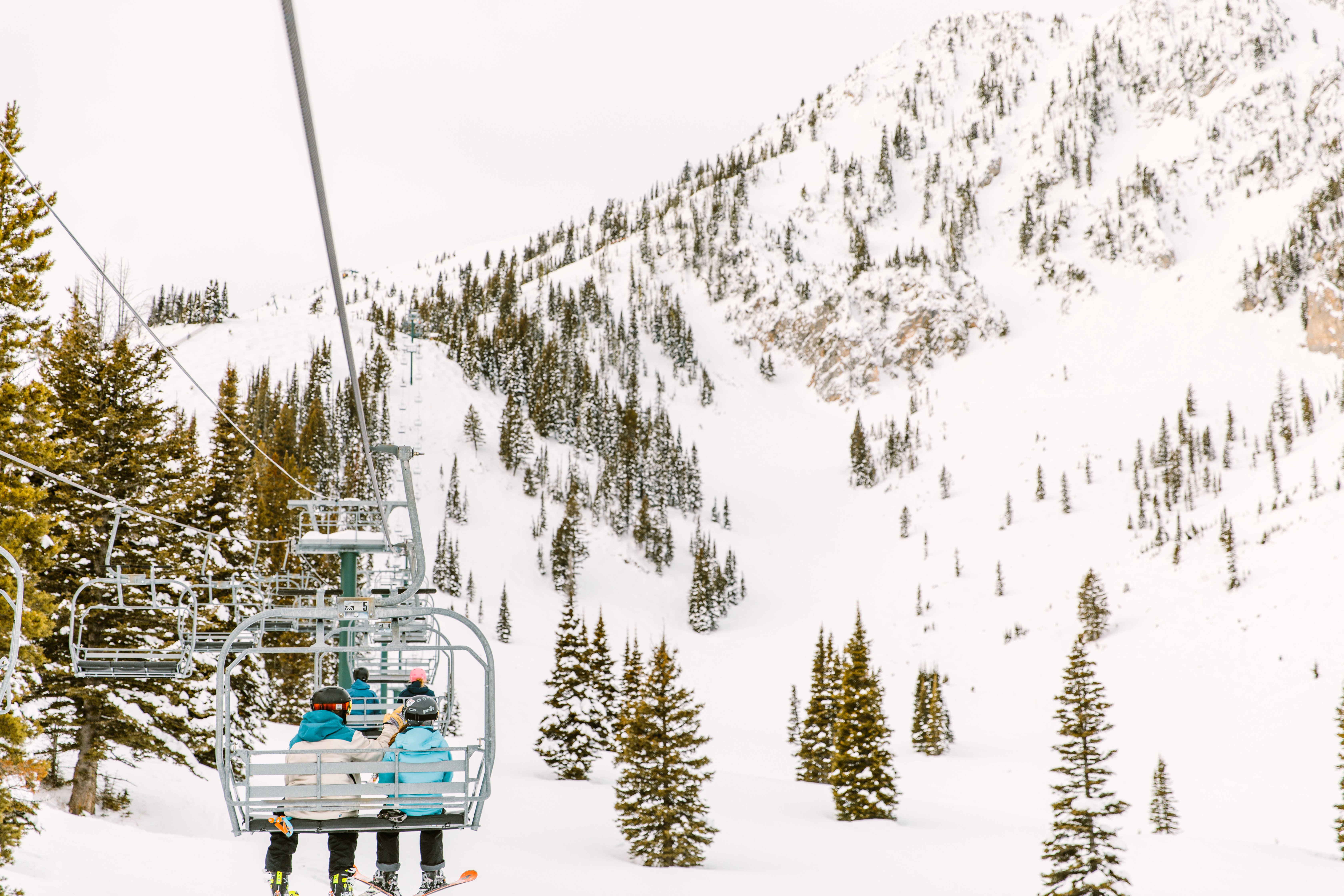 a ski lift at Bridger Bowl in Bozeman, Montana