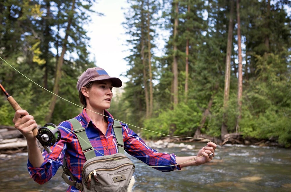 Girls fly fishing in Montana