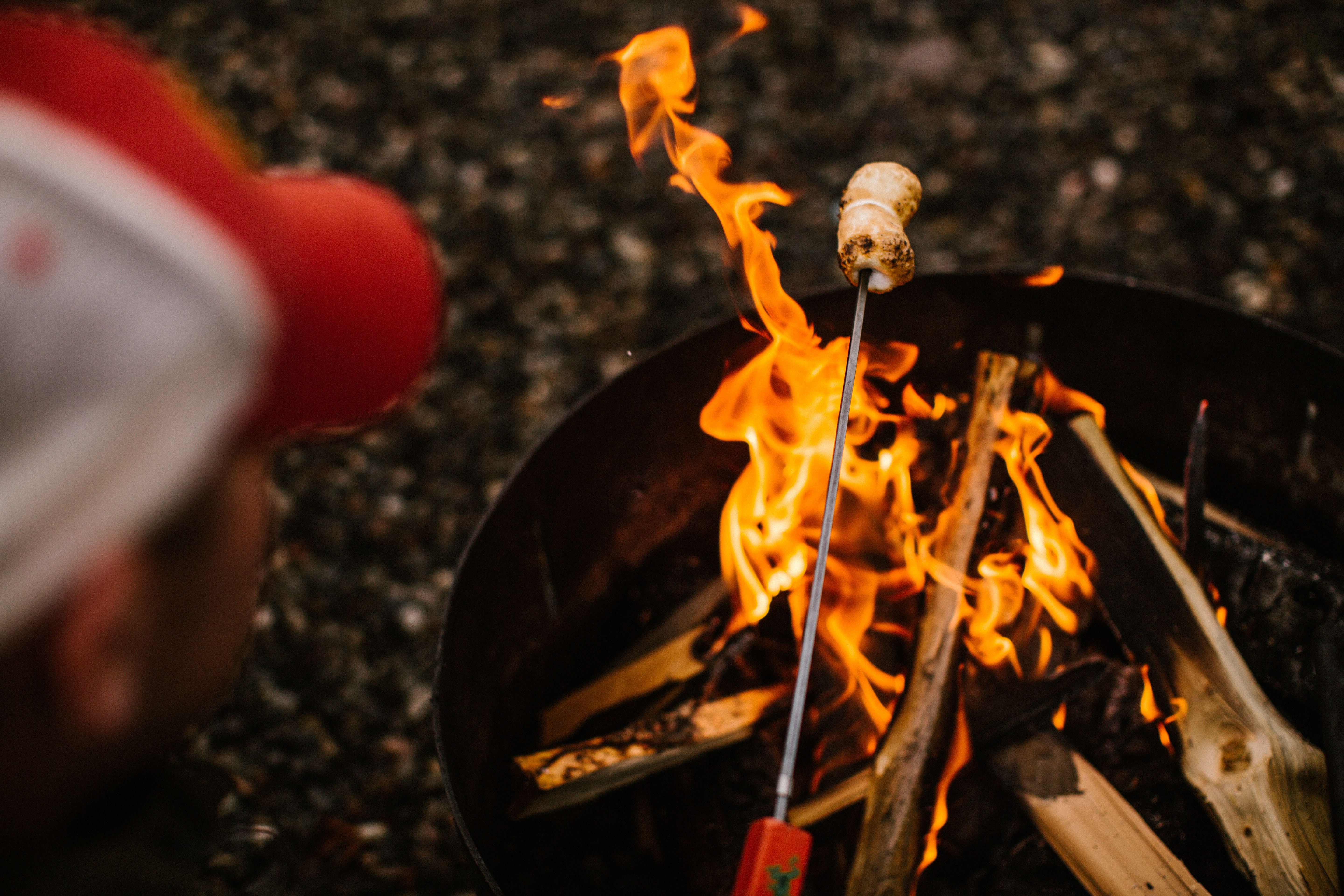 roasting marshmellows over a campfire