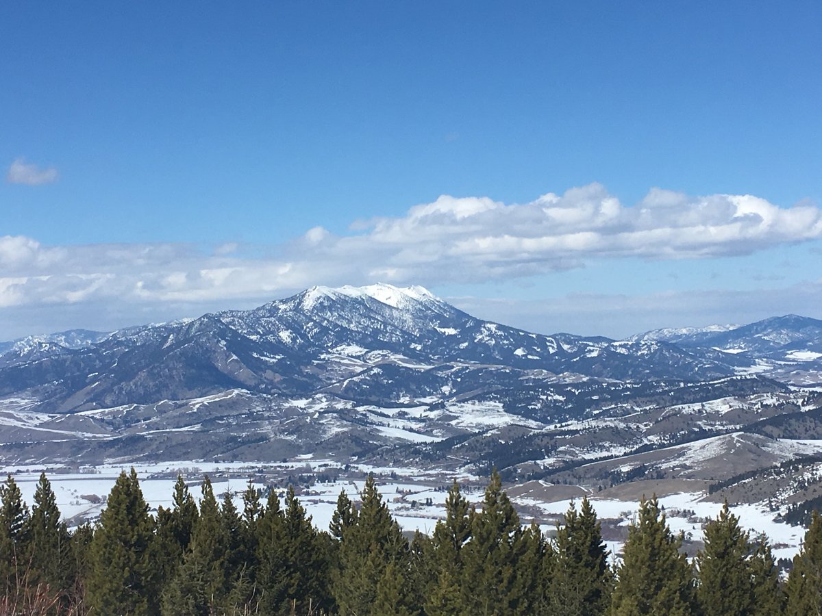 View of the Bridger mountain range from Lower Mount Ellis in Bozeman, Montana