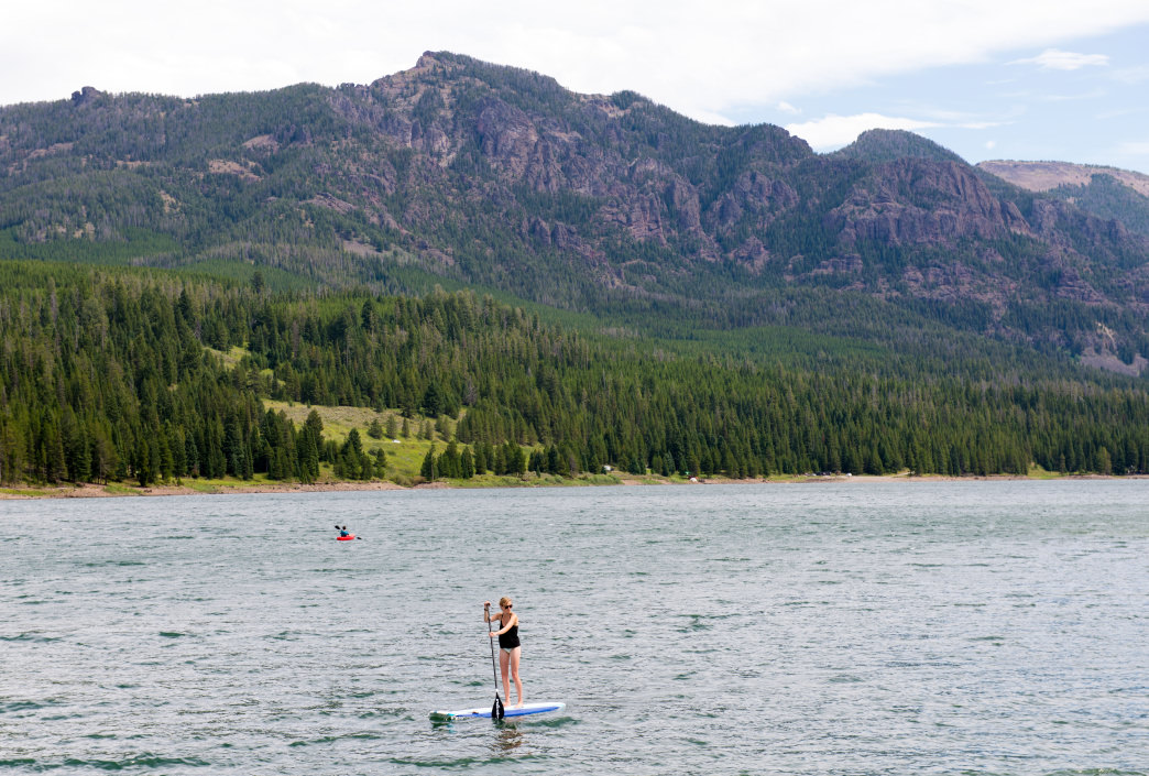 paddleboarding on hyalite reservoir