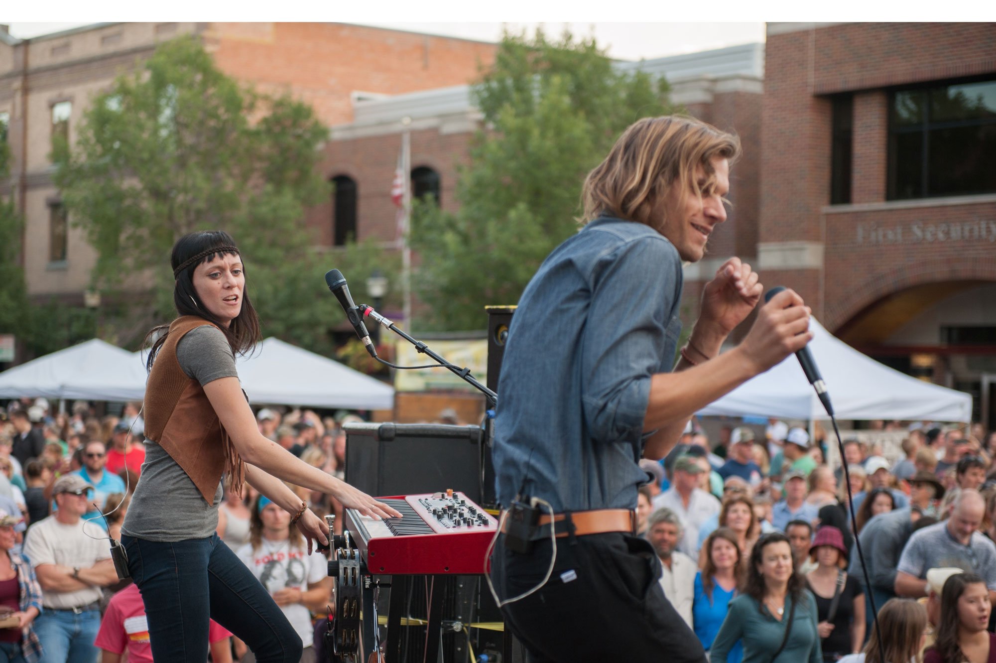 Musicians performing at Music on Main