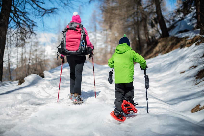 Snowshoeing with the family near Bozeman, MT