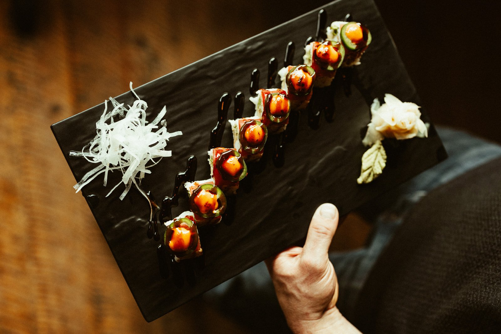 A plate of sushi at Hooked Sushi in Bozeman