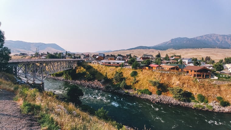 Gardiner, Montana from across the Yellowstone River