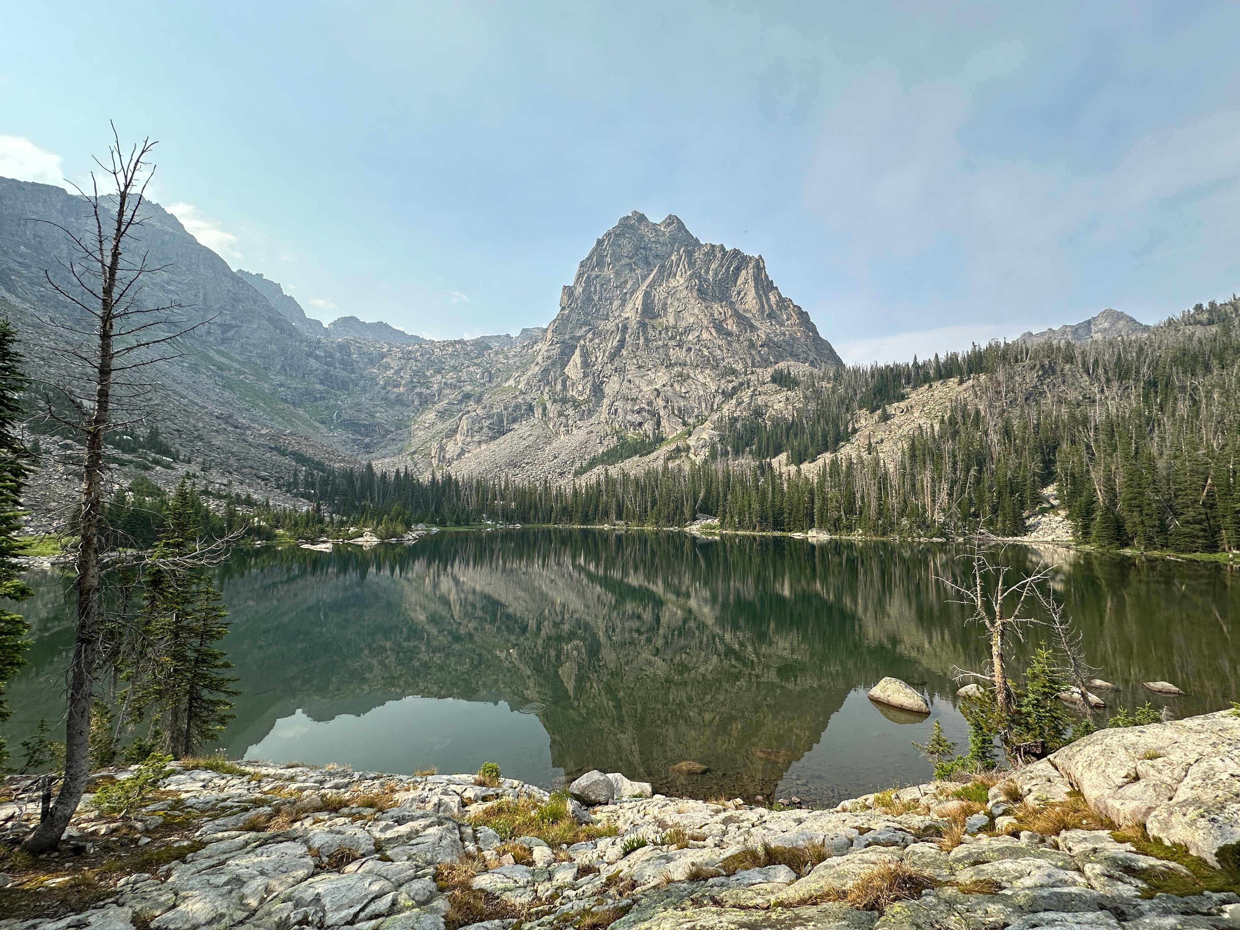 Photo of Elbow Lake in front of Mount Cowan in the Abarasoka Mountains