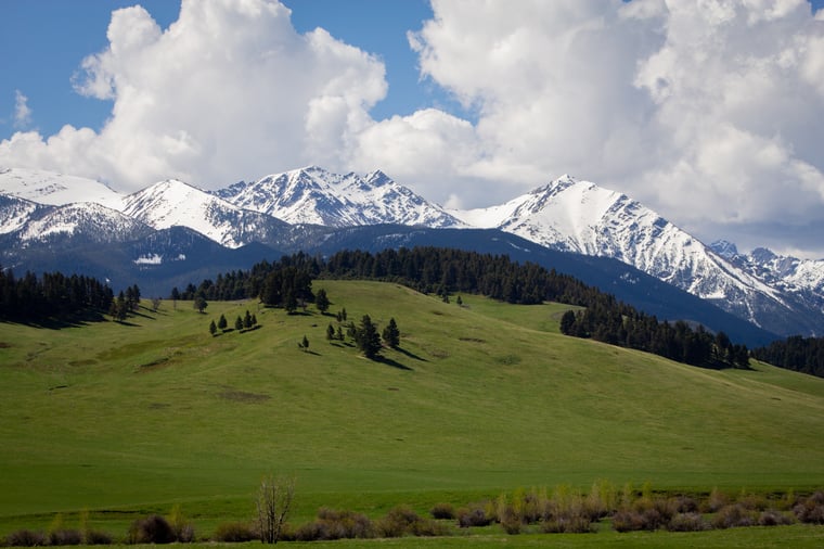 Scenic spring view of the Madison Range in southwest Montana 