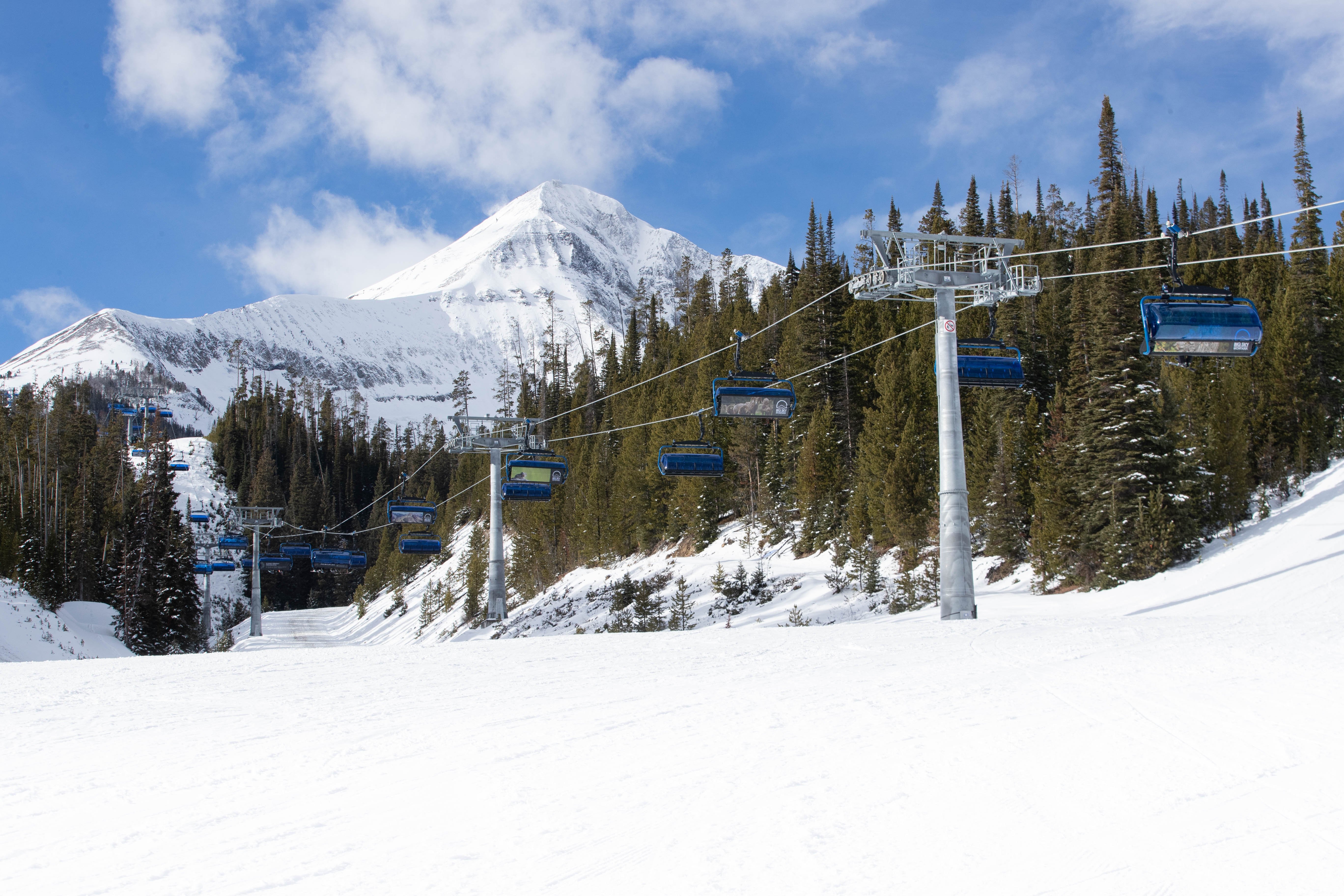 Swift Current lift at Big Sky Resort with Lone Peak in the background