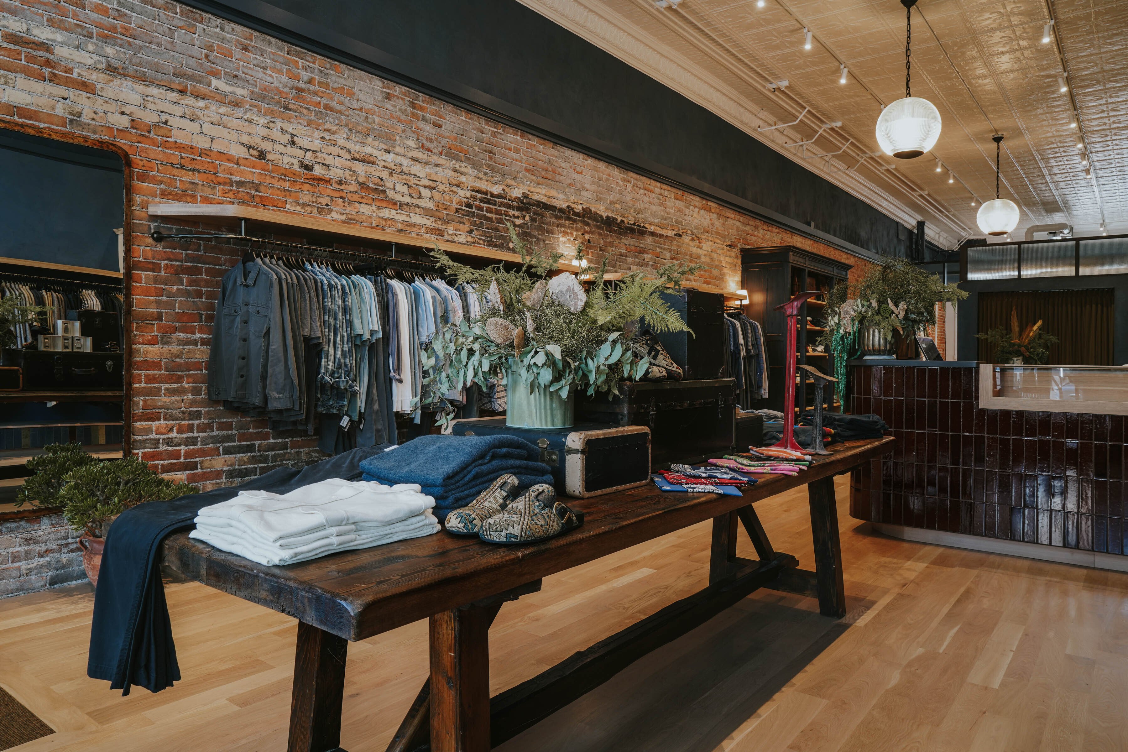 Interior of Meridian Boutique, a clothing store in Bozeman