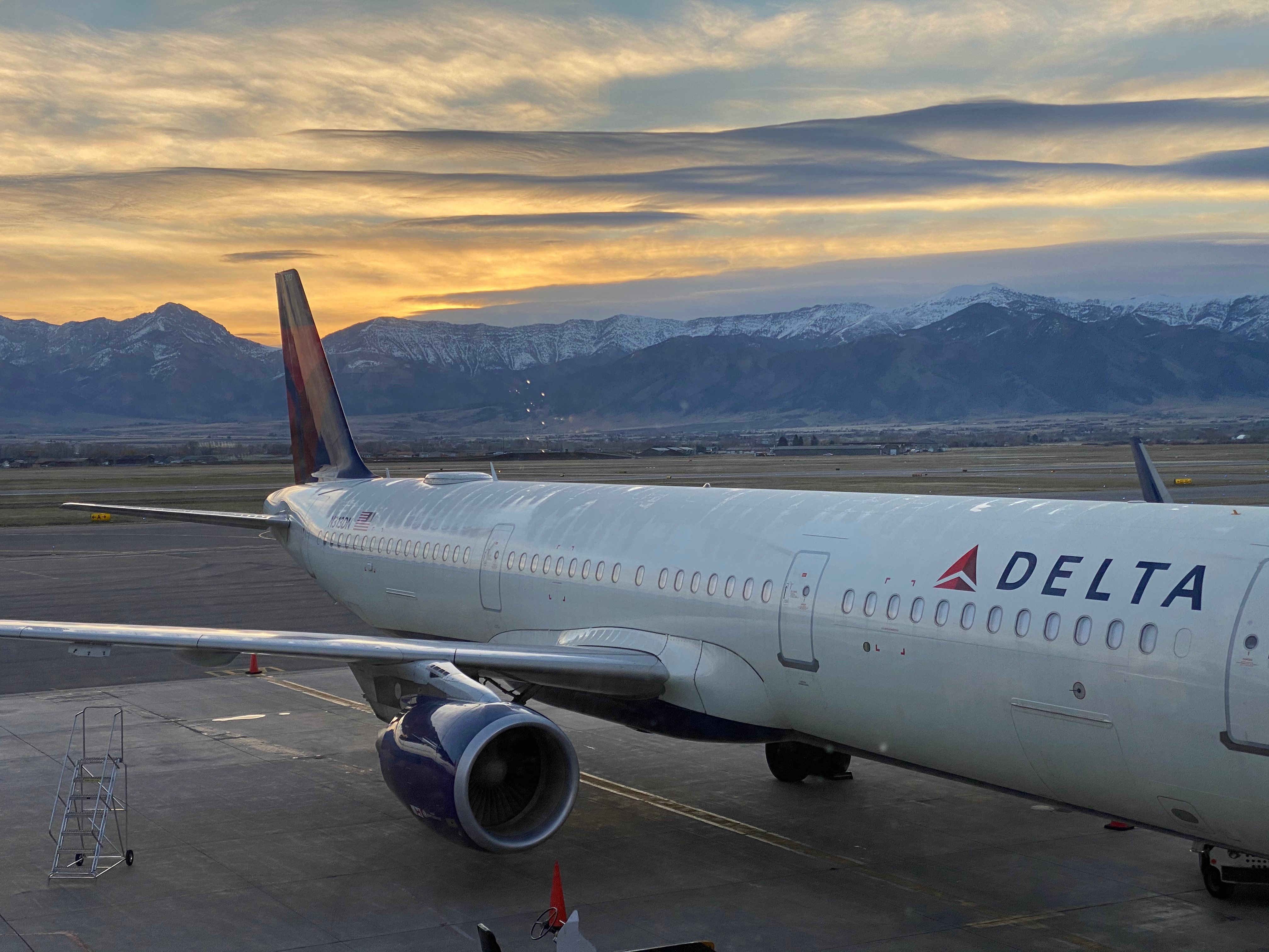 Delta airplane at the Bozeman Yellowstone International Airport