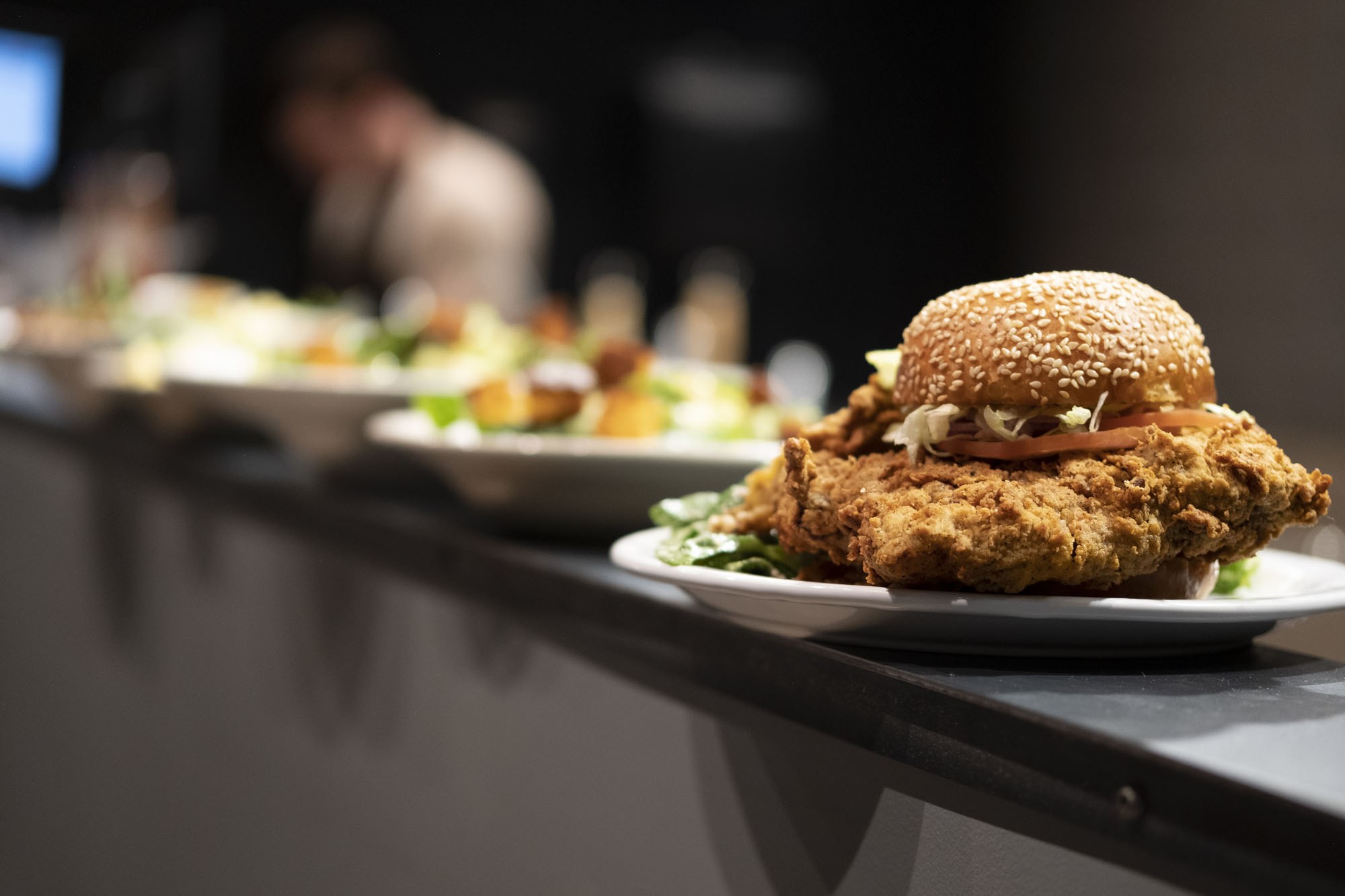 fried chicken sandwich at smoke, fire and coal in Bozeman