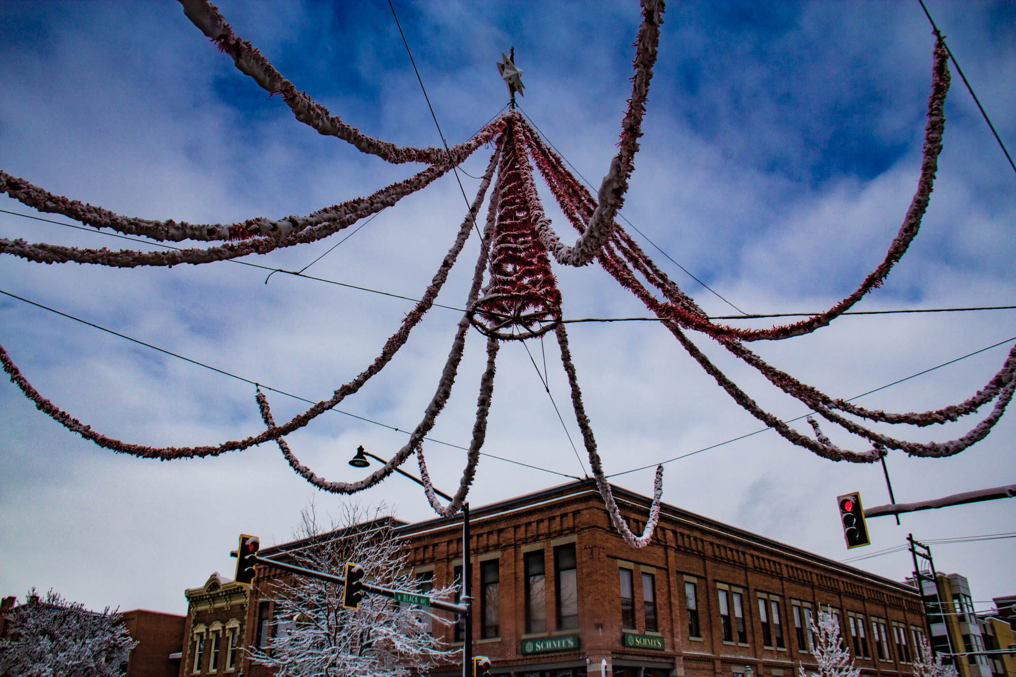 Christmas decor in downtown Bozeman