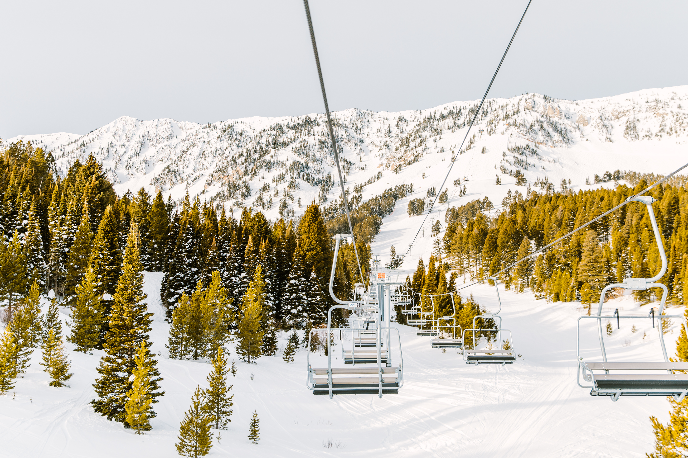 Chair lift going up Bridger Bowl